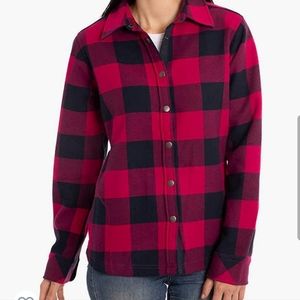 Orvis pink and blue fleeced lined plaid flannel
